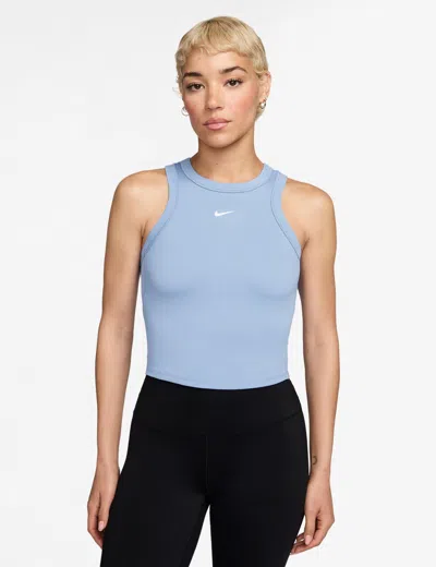 Nike Women's One Fitted Dri-fit Cropped Tank Top In Blue