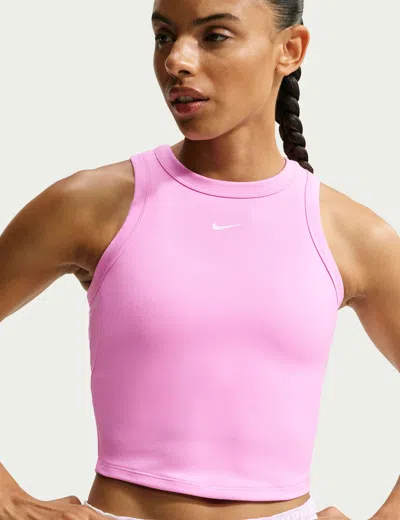 Nike One Fitted Dri-fit Cropped Tank Top In Pink