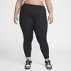 Nike Women's One High-waisted 7/8 Leggings With Pockets (plus Size) In Black,black