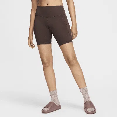 Nike Women's One High-waisted 8" Biker Shorts With Pockets In Brown