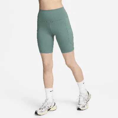 Nike Women's One High-waisted 8" Biker Shorts With Pockets In Green