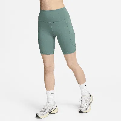 Nike Women's One High-waisted 8" Biker Shorts With Pockets In Bicoastal,black