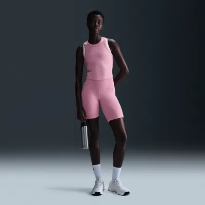 Nike Women's One High-waisted 8" Biker Shorts With Pockets In Pink