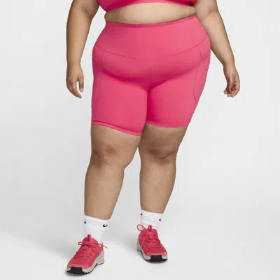 Nike Women's One High-waisted 8" Biker Shorts With Pockets (plus Size) In Pink