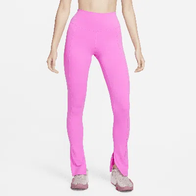 Nike Women's One High-waisted Full-length Split-hem Leggings In Playful Pink/ Jcg
