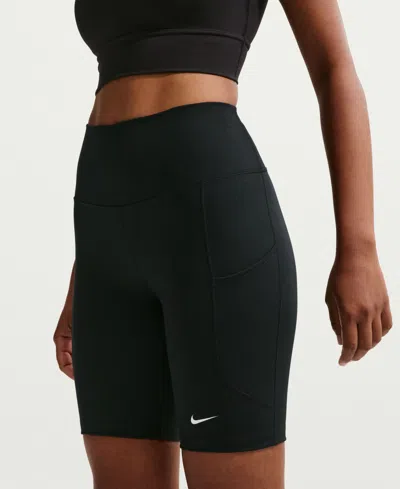 Nike Women's One High-waisted Side-pocket 8" Bike Shorts In Black