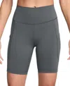 Nike Women's One High-waisted Side-pocket 8" Bike Shorts In Smoke Grey,htr,black