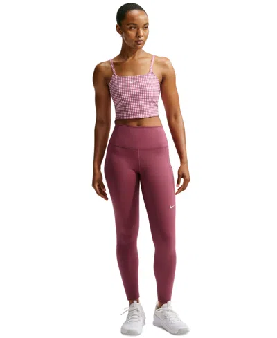 Nike Women's One High-waist 7/8-leggings In Pink Smoke,white