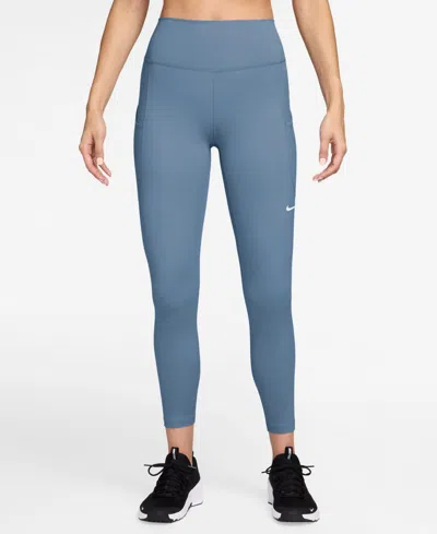Nike Women's One High-waist 7/8-leggings In Work Blue,white