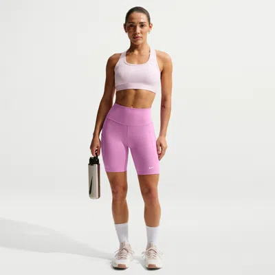 Nike Women's One High-waisted 8" Biker Shorts With Pockets In Pink