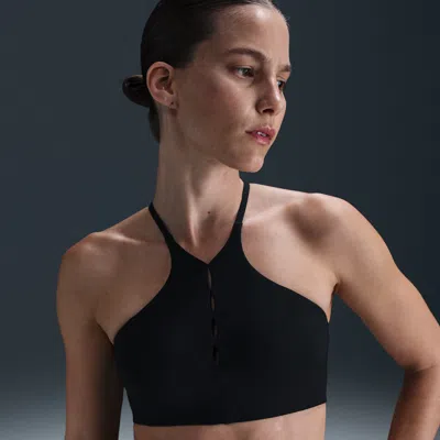 Nike Women's One Keyhole Light-support Padded High-neck Sports Bra In Black