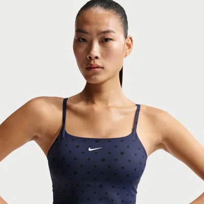Nike Women's One Light-support Padded Printed Sports Bra In Blue