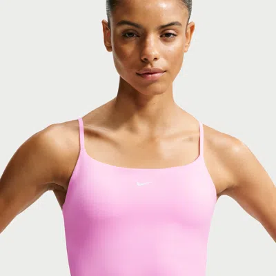 Nike Women's One Medium-support Padded Adjustable Sports Bra Tank Top In Pink
