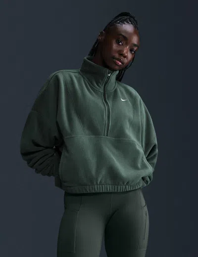 Nike Women's One Oversized 1/2-zip Fleece Top In Green