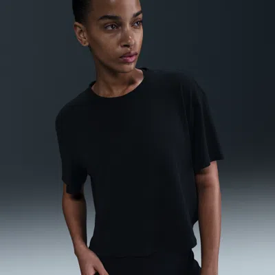 Nike Women's One Relaxed Dri-fit Cropped Short-sleeve Top In Black