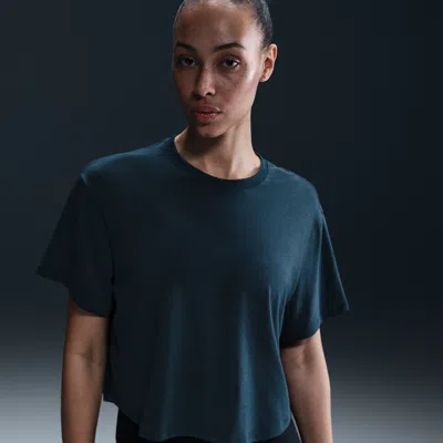 Nike Plus Size One Relaxed Dri-fit Shorts-sleeve Top In Armory Navy,black