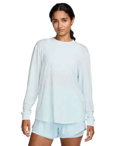 Nike Women's One Relaxed Dri-fit Long-sleeve Crewneck Top In Glacier