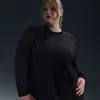 Nike Women's One Relaxed Dri-fit Long-sleeve Top (plus Size) In Black