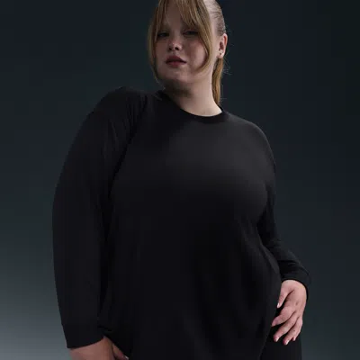 Nike Women's One Relaxed Dri-fit Long-sleeve Top (plus Size) In Black