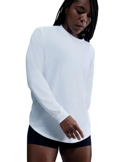 Nike Women's One Relaxed Dri-fit Long Sleeve Top In White