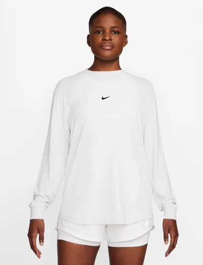 Nike Women's One Relaxed Dri-fit Long-sleeve Top In White