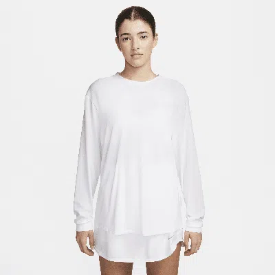 Nike Women's One Relaxed Dri-fit Long-sleeve Top In White