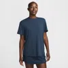 Nike Women's One Relaxed Dri-fit Short-sleeve Top In Armory Navy/black
