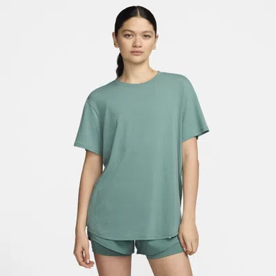 Nike Plus Size One Relaxed Dri-fit Shorts-sleeve Top In Bicoastal/black