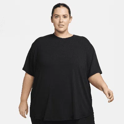 Nike Women's One Relaxed Dri-fit Short-sleeve Top (plus Size) In Black,black