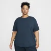 Nike Women's One Relaxed Dri-fit Short-sleeve Top (plus Size) In Blue