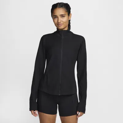 Nike Women's Zenvy Dri-fit Full-zip Long-sleeve Top In Black/cool Grey