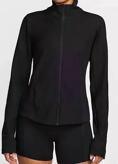 Nike Women's One Ribbed Full Zip Mid Layer Top In Black