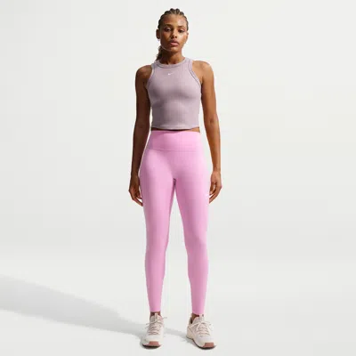 Nike Women's One Seamless Front High-waisted Full-length Leggings In Pink