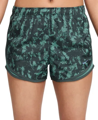 Nike Women's One Tempo Dri-fit Brief-lined Printed Running Shorts In Vintage Green,bicoastal,black