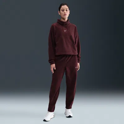 Nike Women's One Therma-fit Mid-rise Fleece Pants In Red
