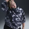 Nike Women's One Therma-fit Oversized 1/2-zip Fleece Printed Top (plus Size) In Black