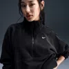 Nike Women's One Therma-fit Oversized 1/2-zip Fleece Top In Black