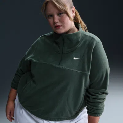 Nike Women's One Therma-fit Oversized 1/2-zip Fleece Top (plus Size) In Vintg,whit