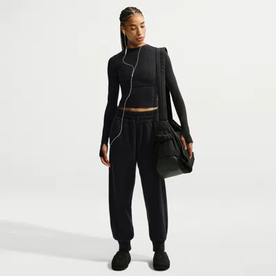 Nike Women's One Therma-fit Mid-rise Fleece Jogger Pants In Black