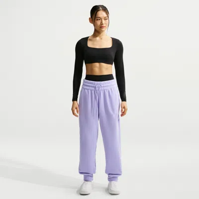 Nike Women's One Therma-fit Mid-rise Fleece Jogger Pants In Purple