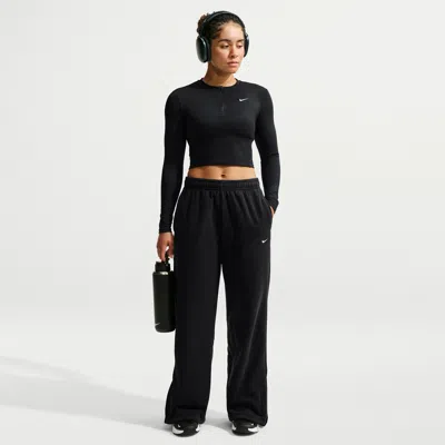 Nike Women's One Therma-fit Mid-rise Wide-leg Pants In Black