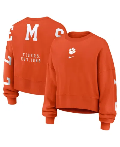 Nike Women's Orange Clemson Tigers Oversized Phoenix Pullover Sweatshirt In Multi