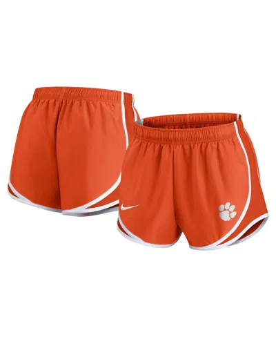 Nike Women's Orange Clemson Tigers Primetime Tempo Performance Shorts In Orange,white