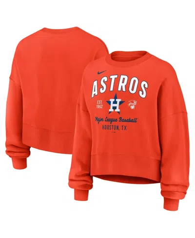 Nike Women's Orange Houston Astros Oversized High Hip Pullover Sweatshirt