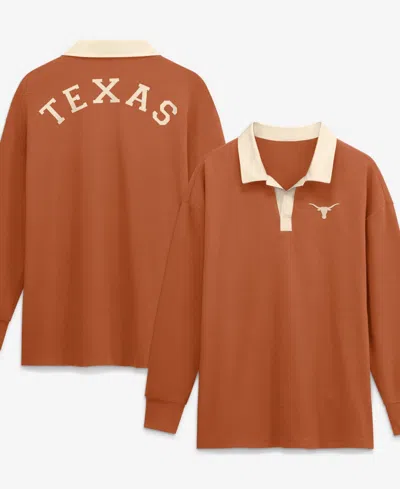Nike Women's Orange Texas Longhorns Oversized Essential Dri-fitlong Sleeves V-neck Polo Shirt