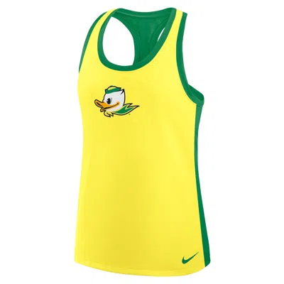 Nike Women's Oregon Jordan Brand Dri-fit College Racerback Tank Top In Yellow