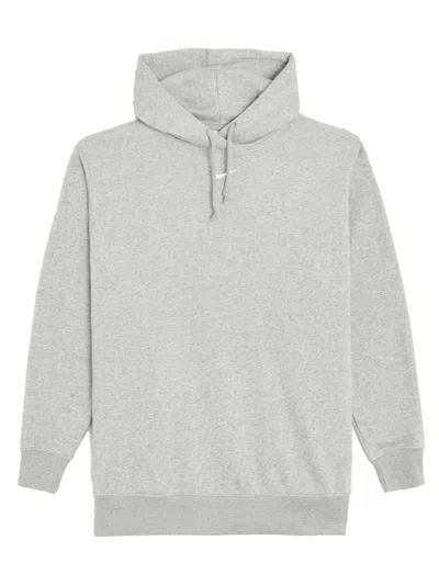 Pre-owned Nike Women's Oversized Fleece Hoodie In Dark Grey Heather/base Grey/white