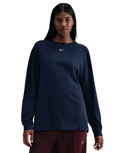 Nike Women's Oversized Long Sleeve T-shirt In Blue