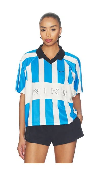 Nike Women's Oversized Short-sleeve Striped Jersey In Blue