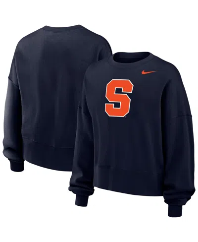 Nike Women's Oversized-fit Long-sleeve Graphic Pullover Sweatshirt In Blue